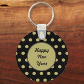 Happy New Year Sleutelhanger (zwart en goud) (Voorkant)
