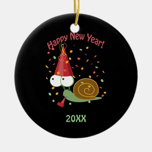 Happy new Year Snail Keramisch Ornament (Voorkant)