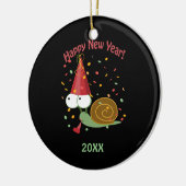 Happy new Year Snail Keramisch Ornament (Links)