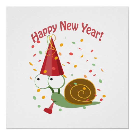 Happy new Year Snail Poster (Voorkant)