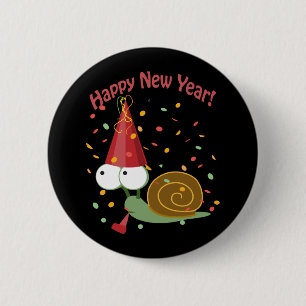 Happy new Year Snail Ronde Button 5,7 Cm
