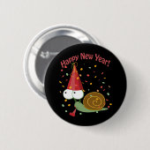 Happy new Year Snail Ronde Button 5,7 Cm (Voorkant /achterkant)