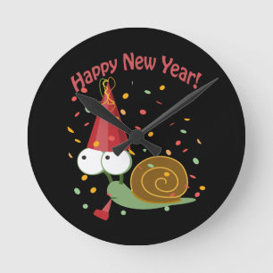 Happy new Year Snail Ronde Klok
