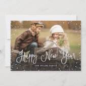 Happy New Year Sneeuwfoto Feestdagenkaart (Voorkant)