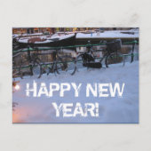 Happy New Year Snow Bicycles Postcard Feestdagenkaart (Voorkant)