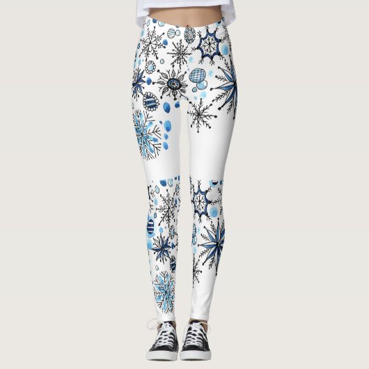 Happy New Year Snowflakes Leggings (Voorkant)