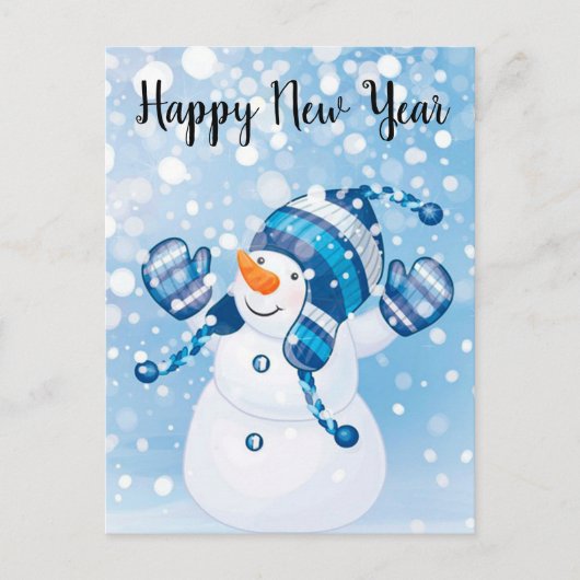 Happy New Year Snowman Briefkaart (Voorkant)