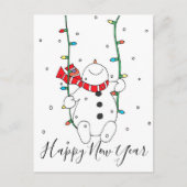 Happy New Year Snowman Briefkaart (Voorkant)