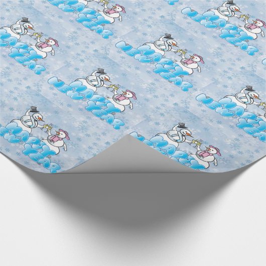 Happy New Year Snowman Cadeaupapier (Hoek)