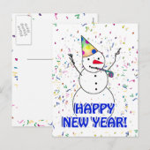 Happy New Year Snowman Feestdagenkaart (Voorkant / Achterkant)