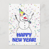 Happy New Year Snowman Feestdagenkaart (Voorkant)