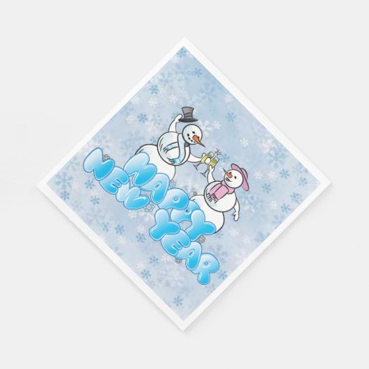 Happy New Year Snowman Servetten (Hoek)