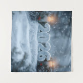 happy new year snowy candle backdrop wandkleed (Voorkant (horizontaal))