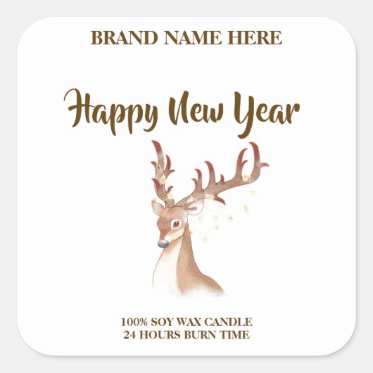 Happy New Year Sophisticated New Year Candle Label (Voorkant)