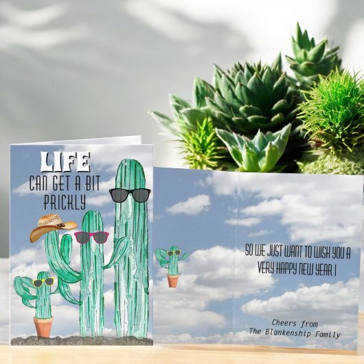 Happy New Year Southwest Saguaro Cactus Sjabloon