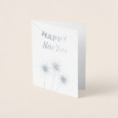 Happy New Year Sparkler Corporate Silver Folie Kaarten (Voorkant)