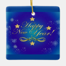 Happy New Year Square Ornament