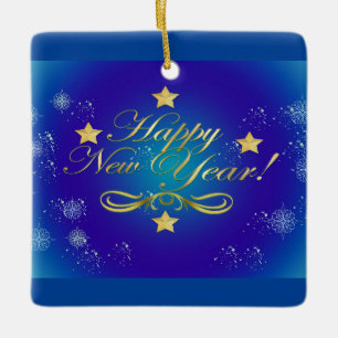 Happy New Year Square Ornament