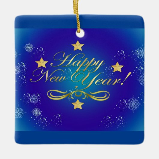 Happy New Year Square Ornament (Voorkant)