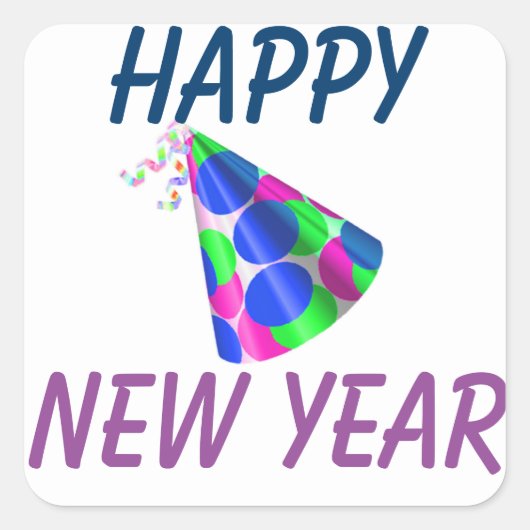 Happy New Year Square Stickers (Voorkant)