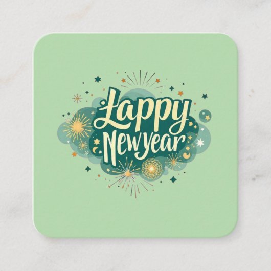 Happy New Year Square Visitekaartje (Voorkant)