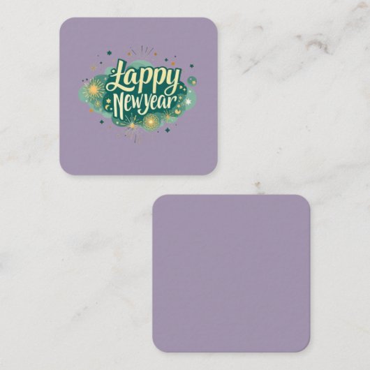 Happy New Year Square Visitekaartje (Voorkant / Achterkant)