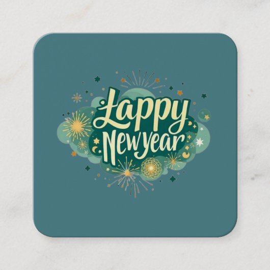 Happy New Year Square Visitekaartje (Voorkant)