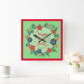 HAPPY NEW YEAR SQUARE WALL CLOCK VIERKANTE KLOK (Huis)