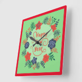 HAPPY NEW YEAR SQUARE WALL CLOCK VIERKANTE KLOK (Hoek)
