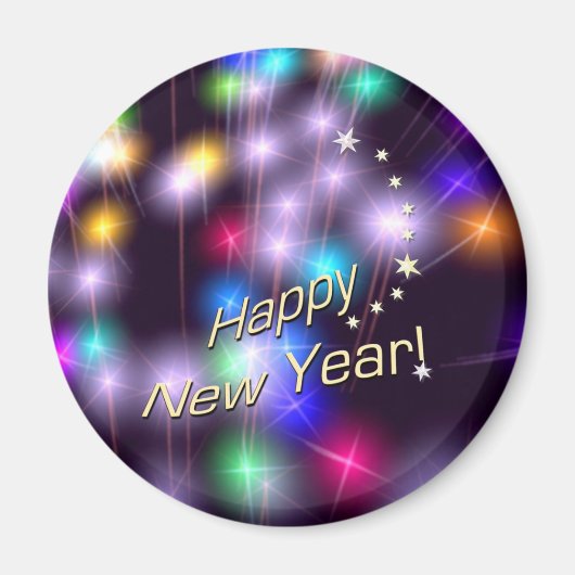 Happy New Year Star-lampjes Magneet (Voorkant)