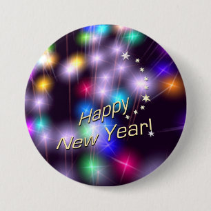 Happy New Year Star-lampjes Ronde Button 7,6 Cm