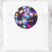 Happy New Year Star-lampjes Ronde Sticker (Tas)
