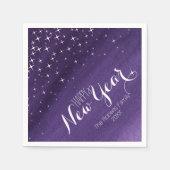 Happy New year starnight paarse aangepaste servett Servetten (Voorkant)