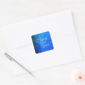 Happy New Year Stars Blue Vierkante Sticker (Envelop)