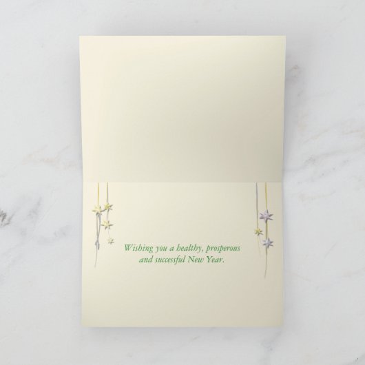 Happy New Year Stars Green Feestdagen Kaart (Binnen)