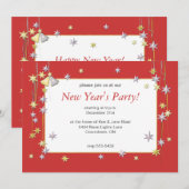 Happy New Year Stars Red Kaart (Voorkant / Achterkant)