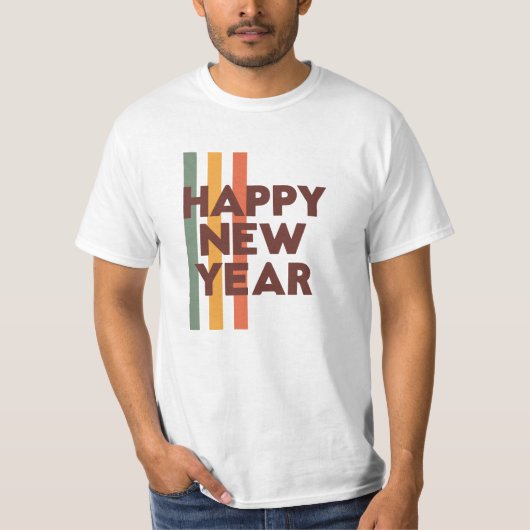 Happy New Year T-Shirt – Festive Typography Design (Voorkant)