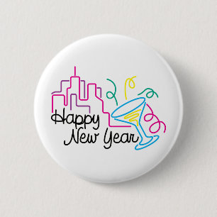 Happy New Year T-Shirts Nieuwjaar Ronde Button 5,7 Cm