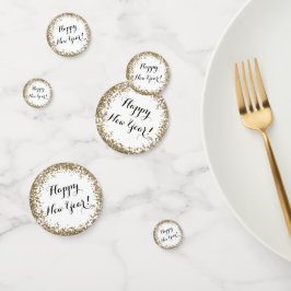 Happy New Year tafel verstrooien goud en wit Confetti
