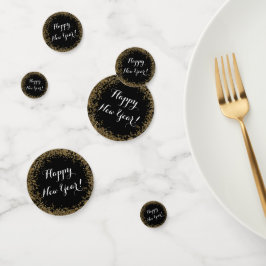 Happy New Year tafel verstrooien goud en zwart Confetti