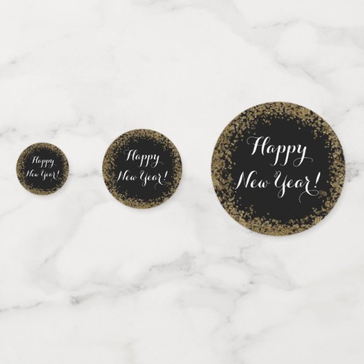 Happy New Year tafel verstrooien goud en zwart Confetti (Achterkanten)