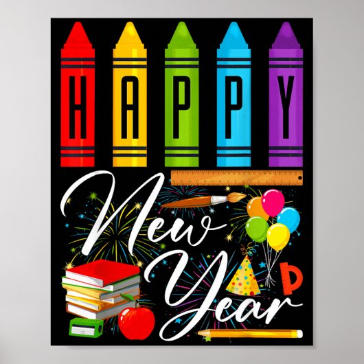 Happy New Year Teacher Fireworks New Years Eve Par Poster (Voorkant)