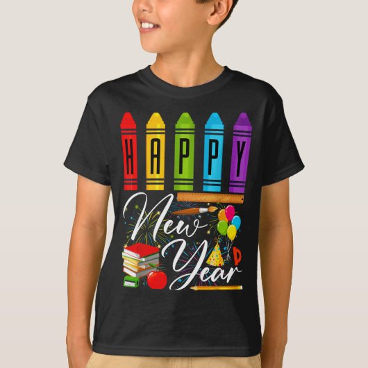Happy New Year Teacher Fireworks New Years Eve Par T-shirt (Voorkant)