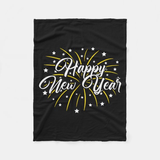 Happy New Year Tee Uni-kids Black Small  Fleece Deken (Voorkant)
