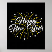 Happy New Year Tee Uni-kids Black Small  Poster (Voorkant)