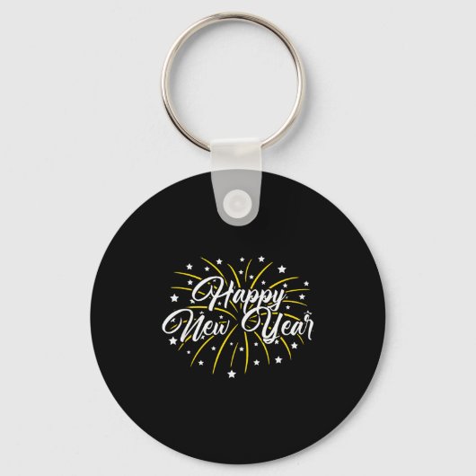 Happy New Year Tee Uni-kids Black Small  Sleutelhanger (Voorkant)