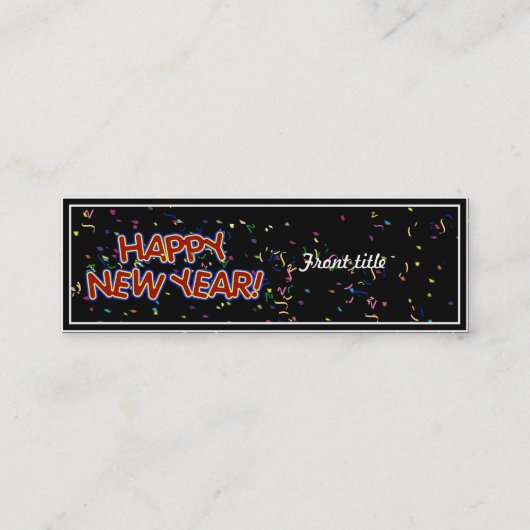 Happy New Year-tekst met Confetti Mini Visitekaartje (Voorkant)