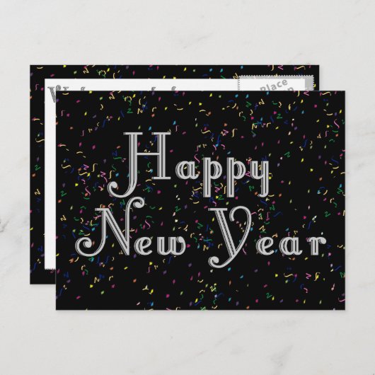 Happy New Year-tekstontwerp Feestdagenkaart (Voorkant / Achterkant)