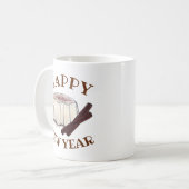 Happy New Year Tembleque Puerto Rican Pudding Koffiemok (Voorkant links)