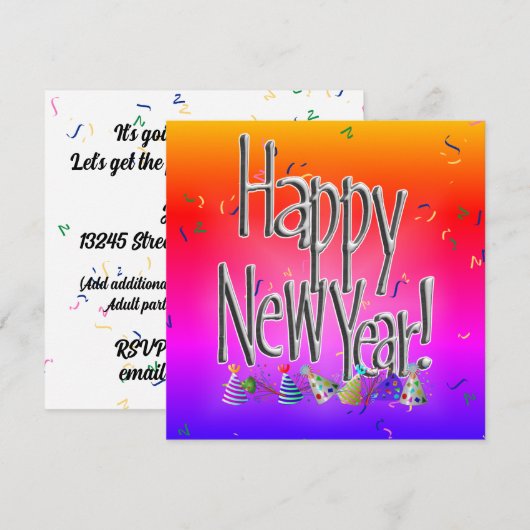 HAPPY NEW YEAR! Text Image Kaart (Voorkant / Achterkant)